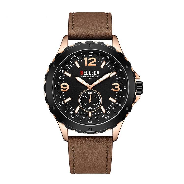 mens watches with black leather bands