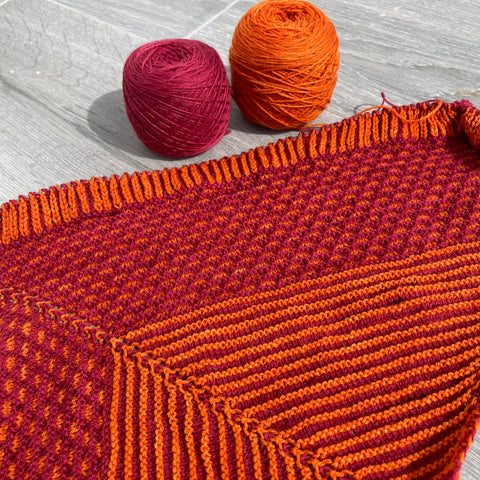 pumpkin and merlot shawl design