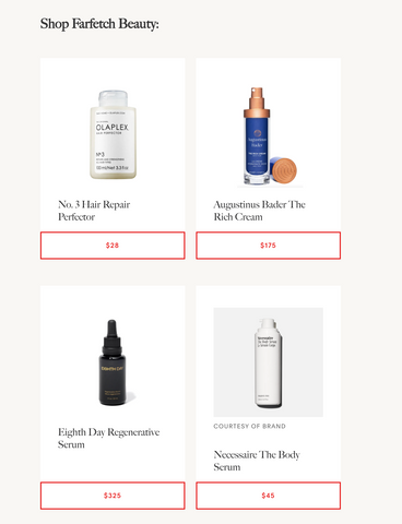 Allure Product Listing on Farfetch Including Eighth Day Regenerative Serum