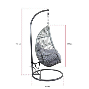 Grey Egg Shaped Rattan Swing Chair Charles Bentley Talor