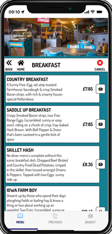 OrderMe example Breakast Menu