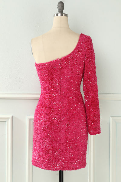 ZAPAKA Sequins Homecoming Dress One Shoulder Glitter Sexy Tight ...