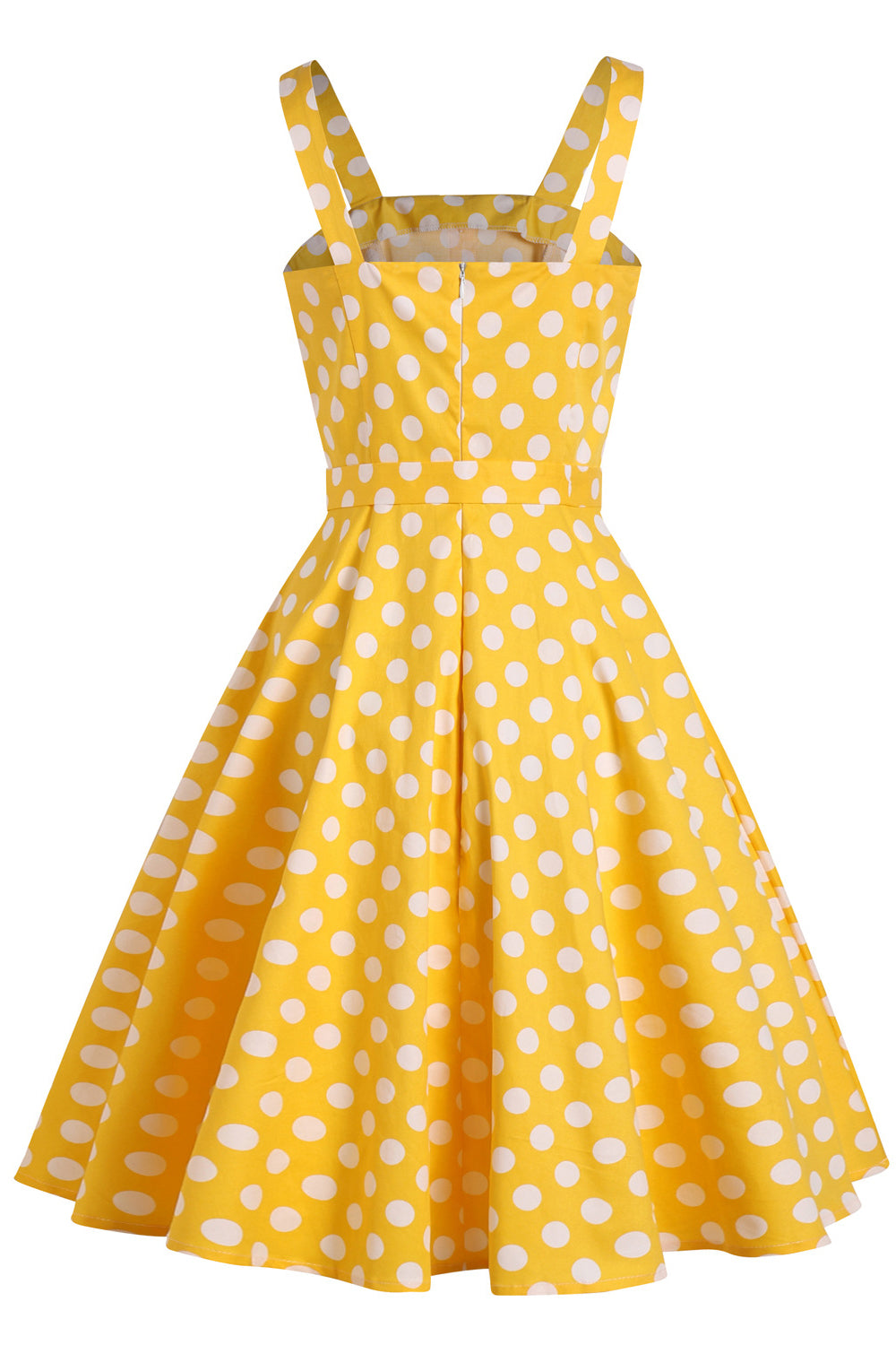 ZAPAKA Women Vintage Dress Yellow Polka Dots A-line Sleeveless 1950s ...