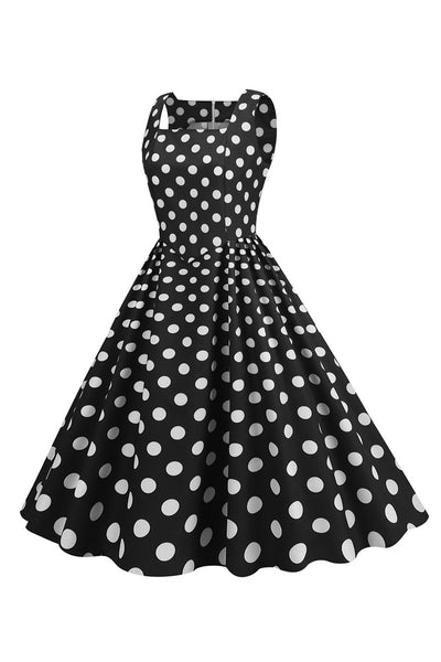 ZAPAKA Women Vintage Dress A Line Black Polka Dots 1950s Dress with ...