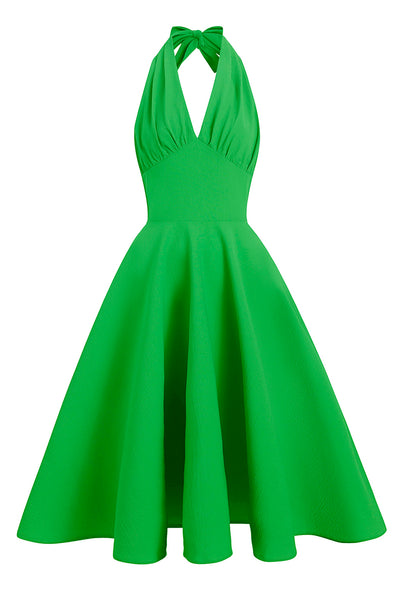 Zapaka Women Vintage 1950s Dress Green Pin Up A Line Swing Retro Dress ...