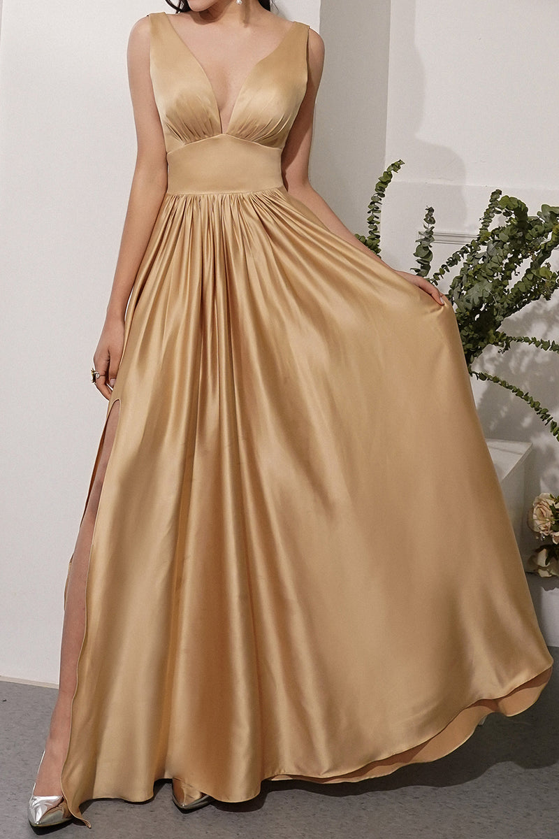 golden satin dress