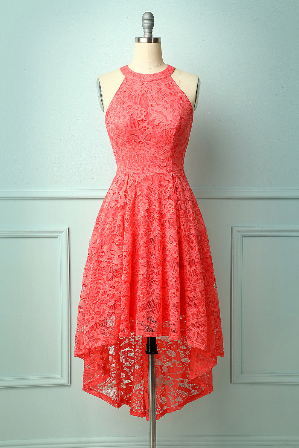 coral lace dress