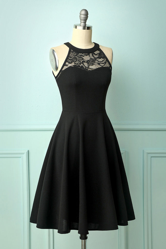 Vintage Black A Line Keyhole Back Bridesmaid Homecoming Crepe Formal ...