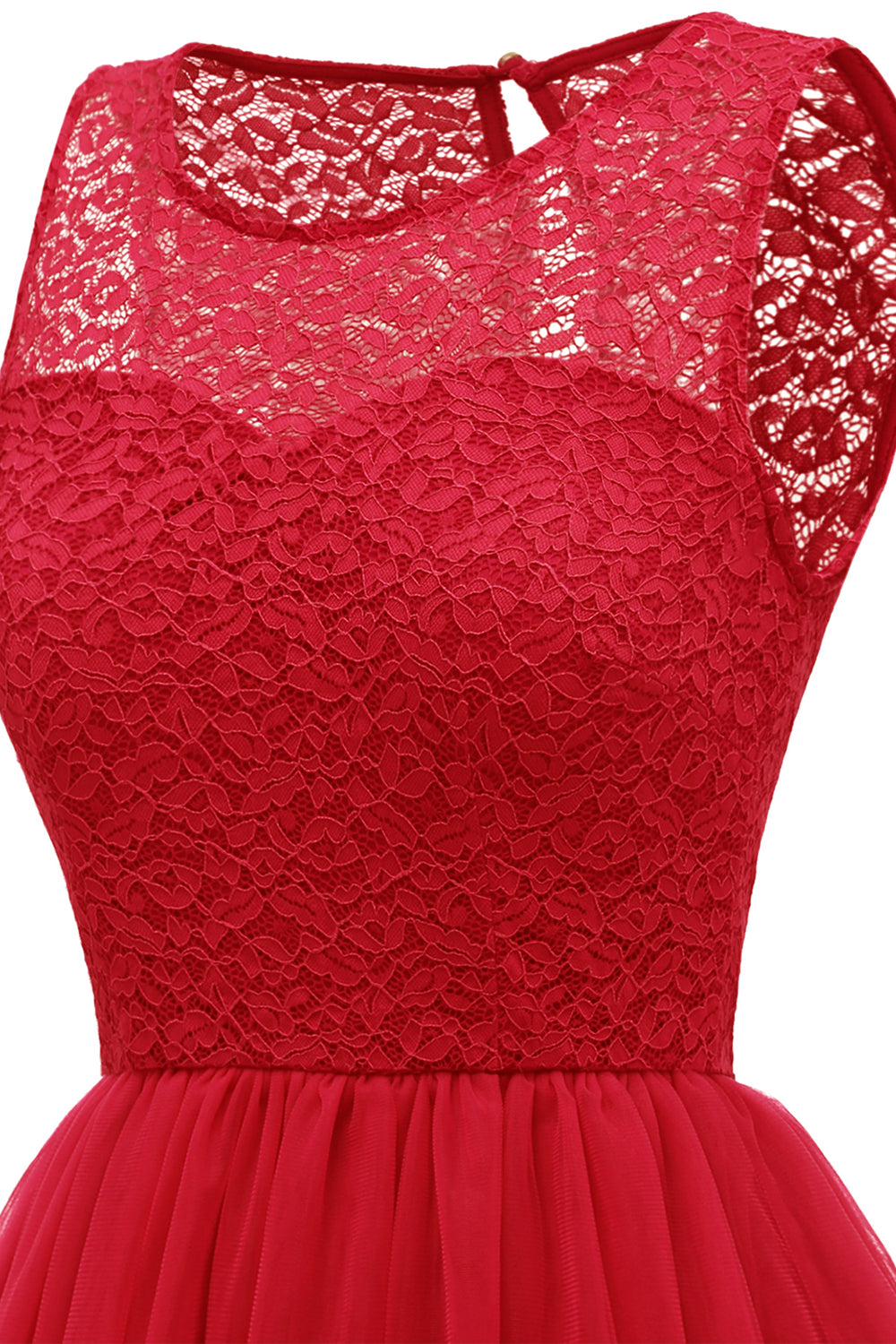 ZAPAKA Women Lace Party Dress Red Tulle A-line Sleeveless Short ...