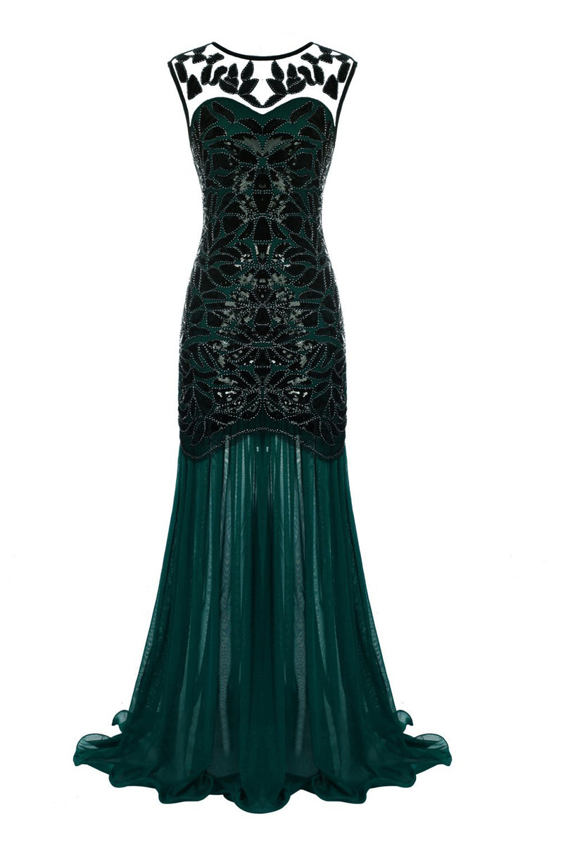 1920s Flapper Dress Wedding Party Maxi Gown Elegant Sequin Evening Formal  Dresse | eBay