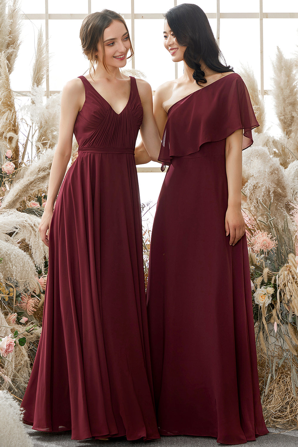 1 shoulder chiffon bridesmaid dress