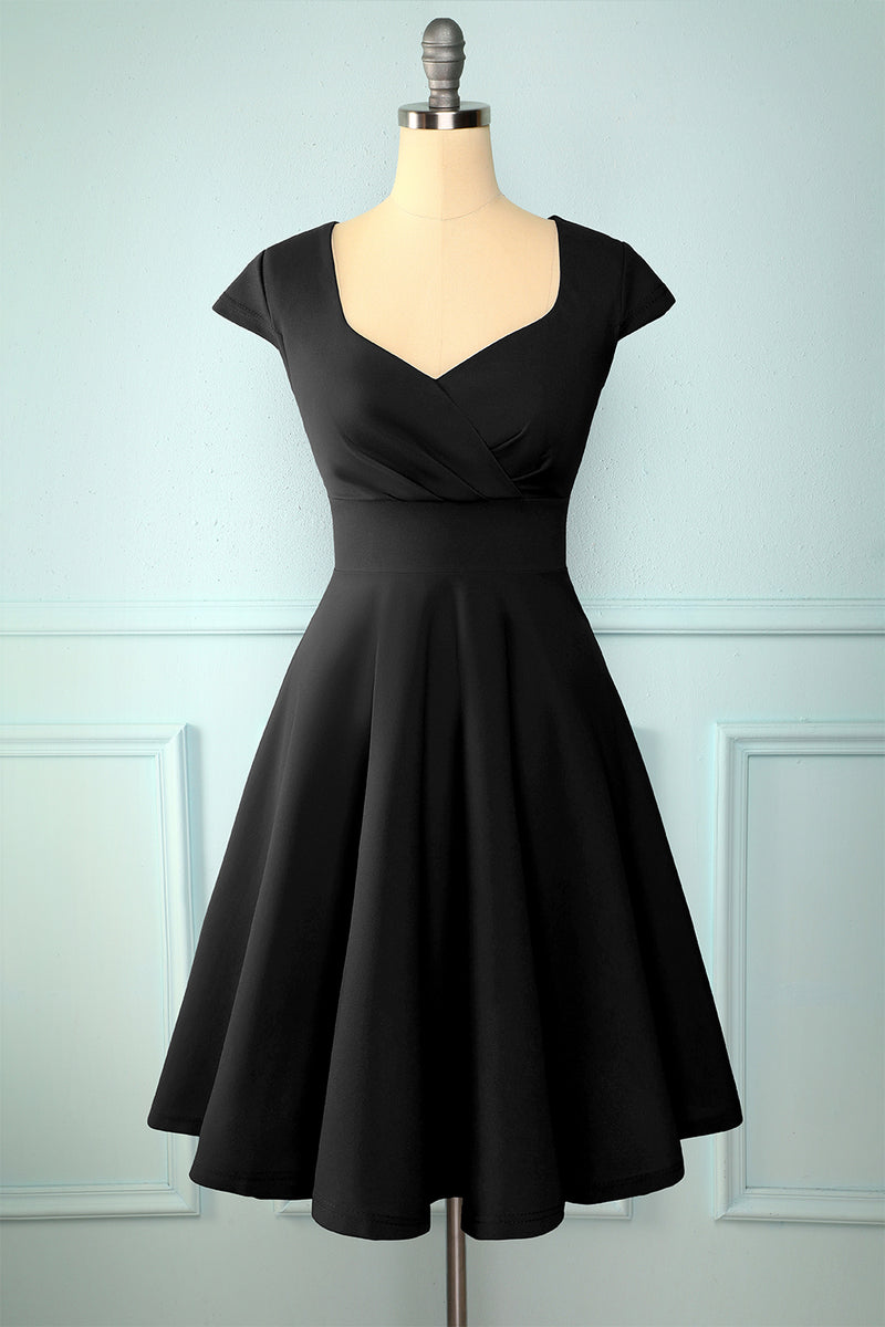 Black Simple V Neck A-line Prom Homecoming Crepe Formal Party Dress ...