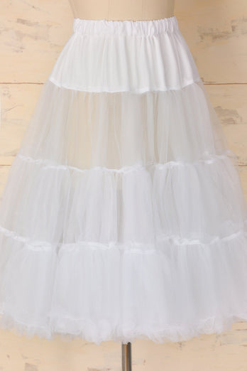 Zapaka Women 1950s Style White Tulle Vintage Dresses Petticoat – ZAPAKA