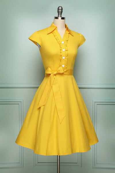 yellow 50s swing dress