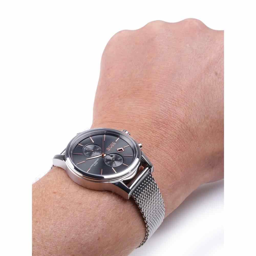 hugo boss mens jet silver mesh chronograph watch 1513440
