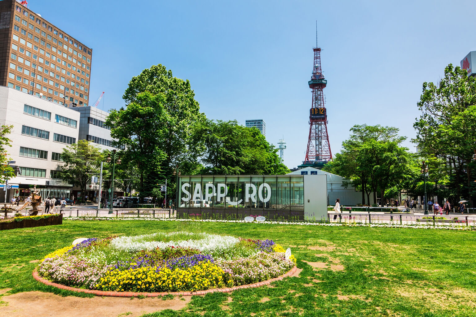 Sapporo TV Tower stands in Odori Park