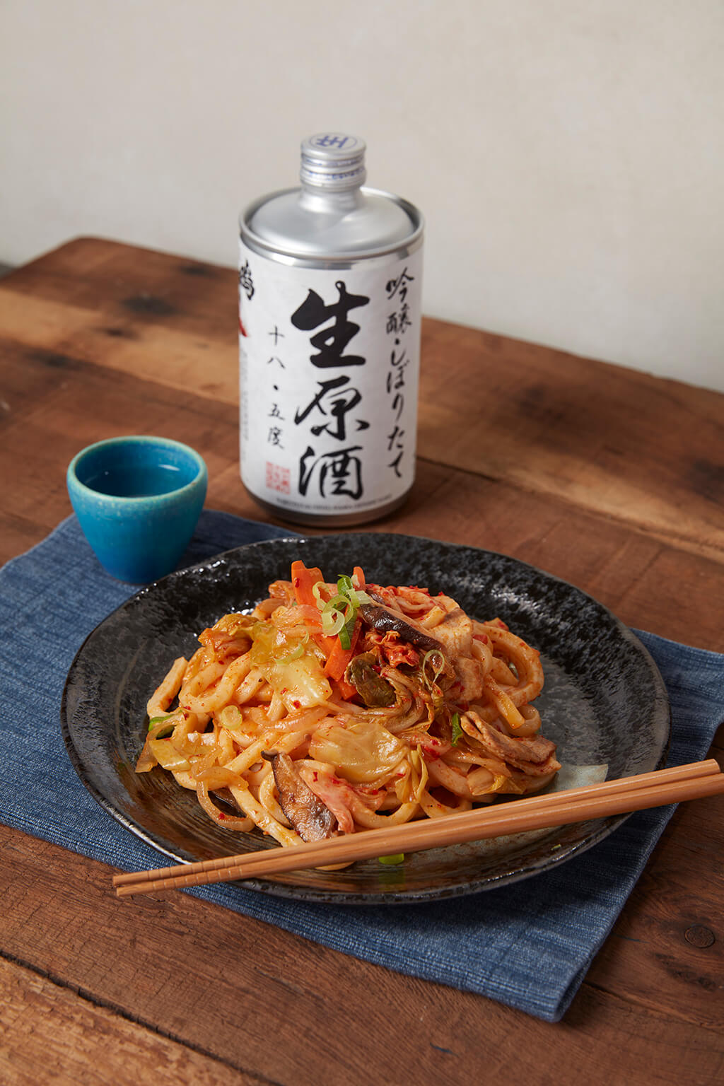 Narutotai “Ginjo” Nama Genshu, with a kimchi yaki udon