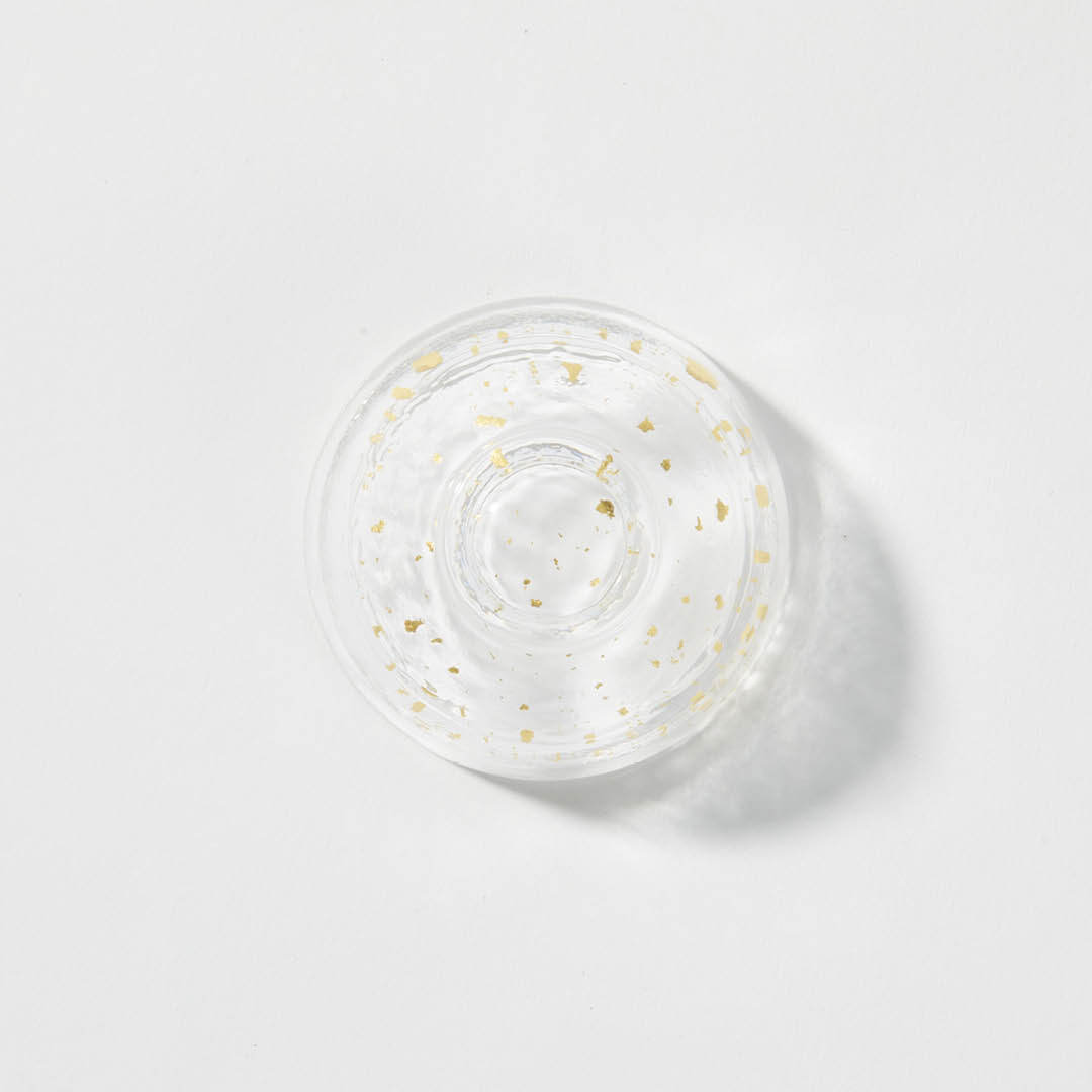 Nishiki” Gold Flake Guinomi Glass Clear - Tippsy Sake