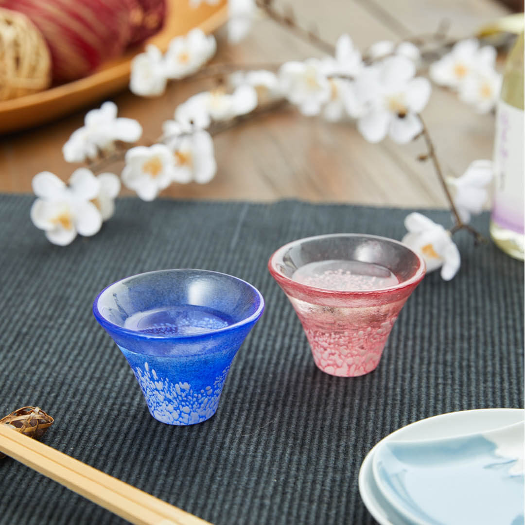 Glass Cup Set of Two Whimsy Series Glass Teacup Sake Cup 