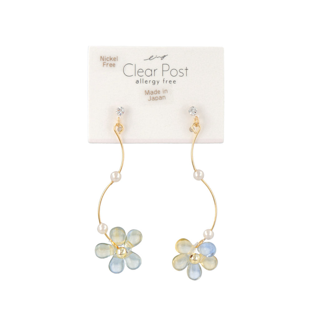 Bead Flower Plastic Post Drop Earrings
