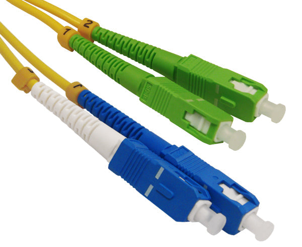 Fiber Optic Patch Cable, SC/UPC to SC/APC, Single-Mode 9/125, Duplex