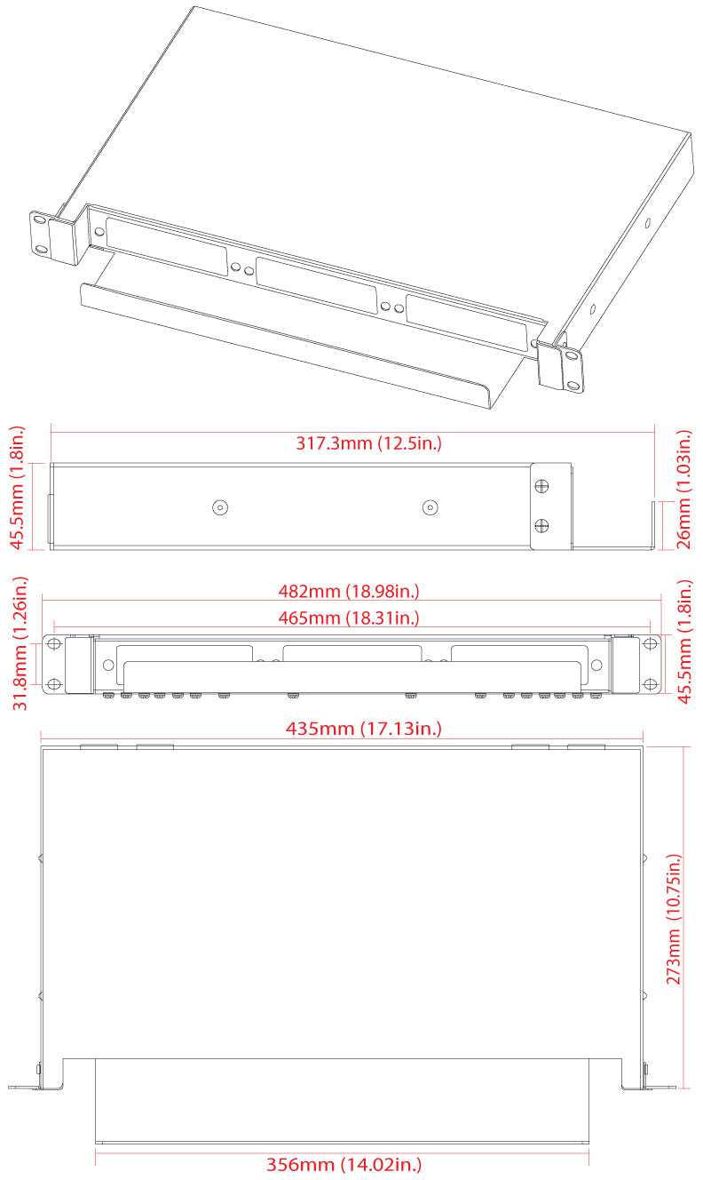 1U Fiber Patch Panel with Splice Trays Specs