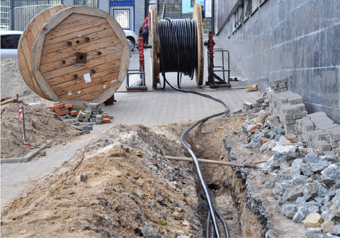 outdoor armored cable on a spool