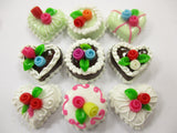 Dollhouse Miniature Food Cakes 9 Mixed Color Rose Flower Cake 1.5 cm 15600