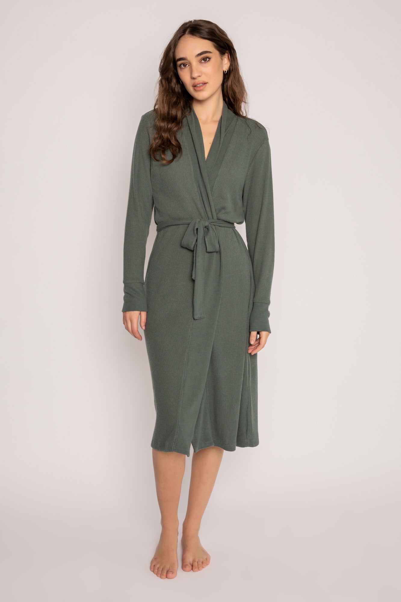 R516 - Dark Green Washable Wool Robe w/Pockets, Extra Long - Cloak & Dagger  Creations