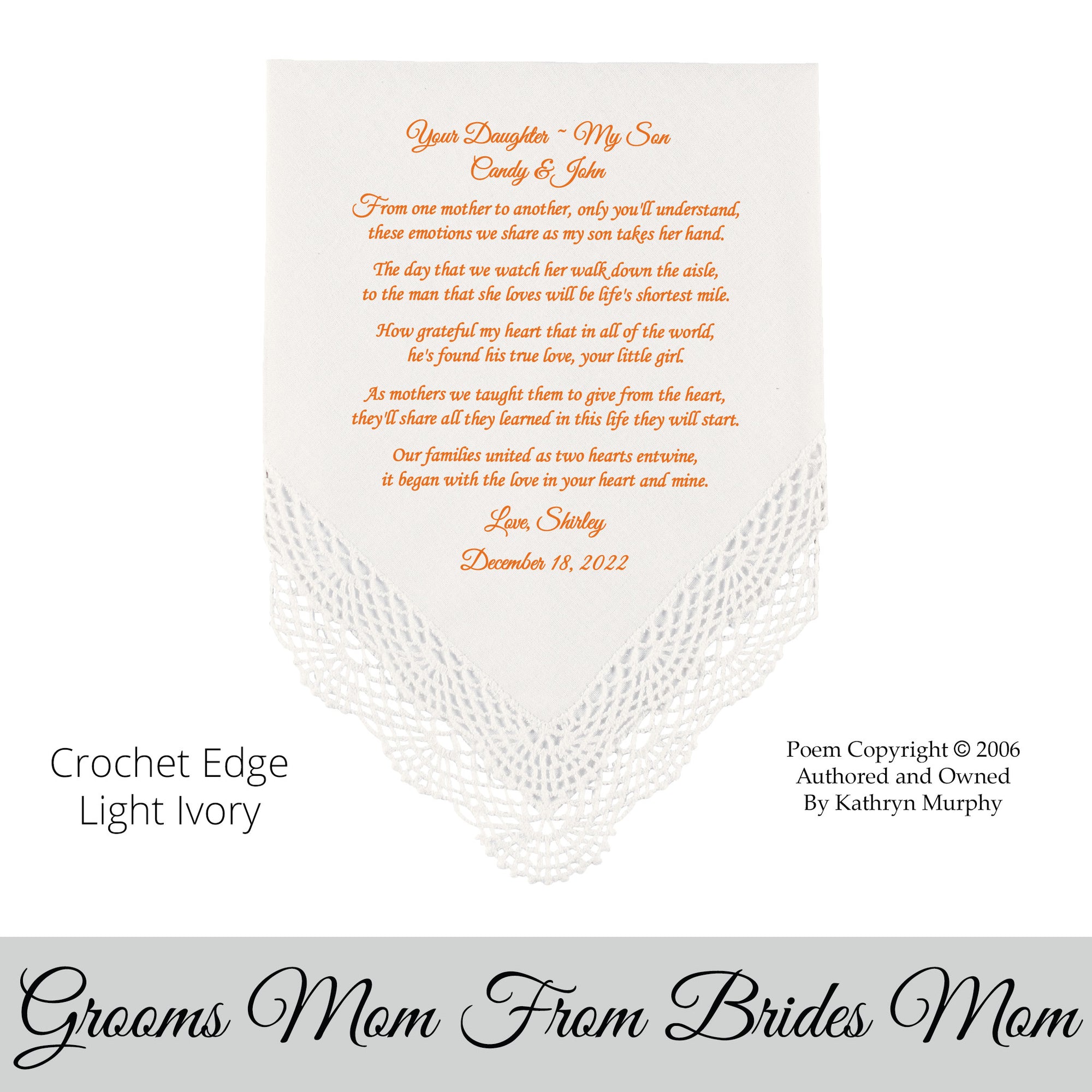 handkerchief for mother of the groom