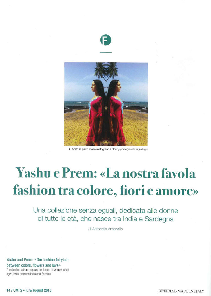 Official Made in Italy - article about Yashu and Prem