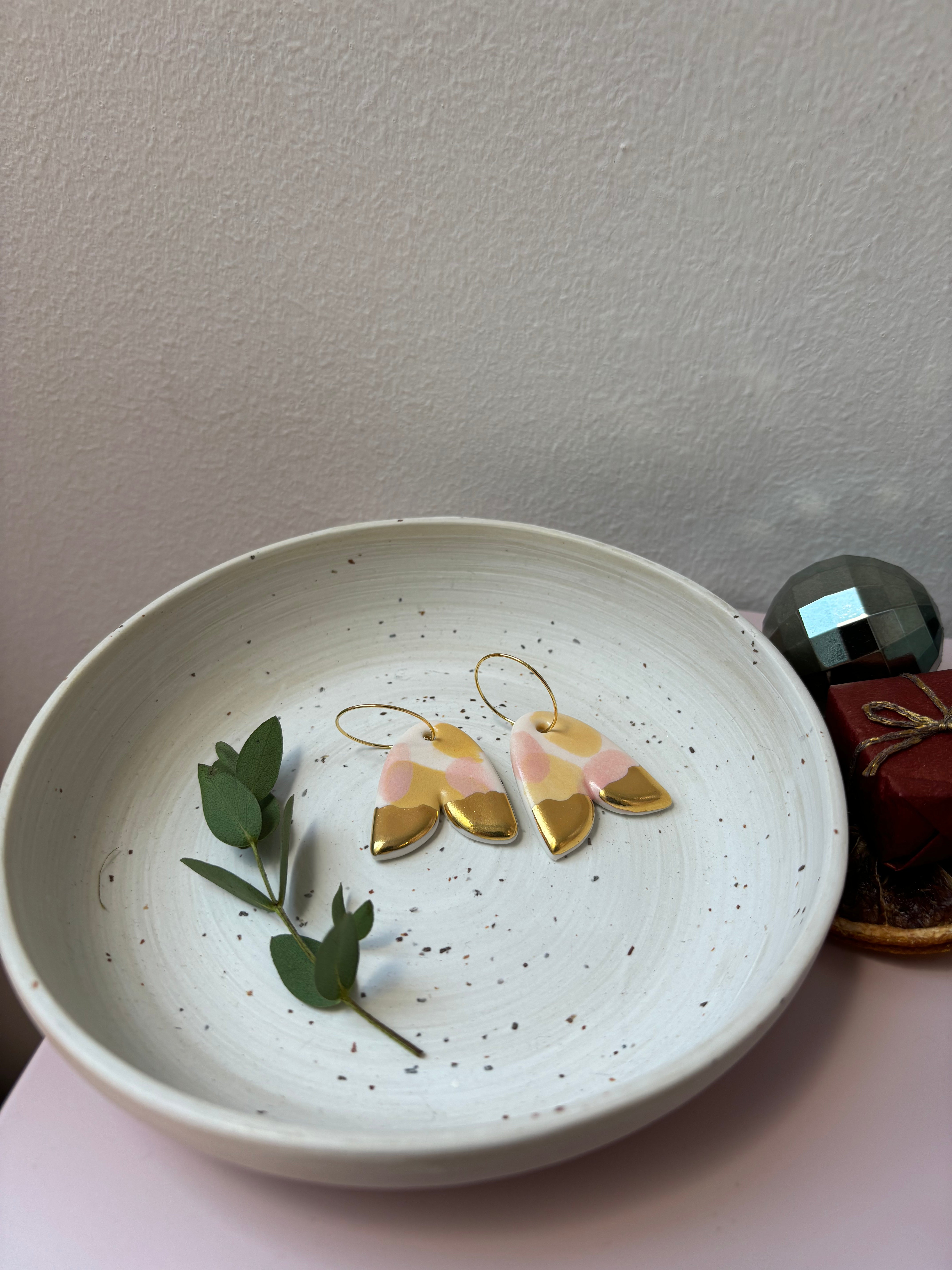 Flower Bell / Drop Porcelain Earrings