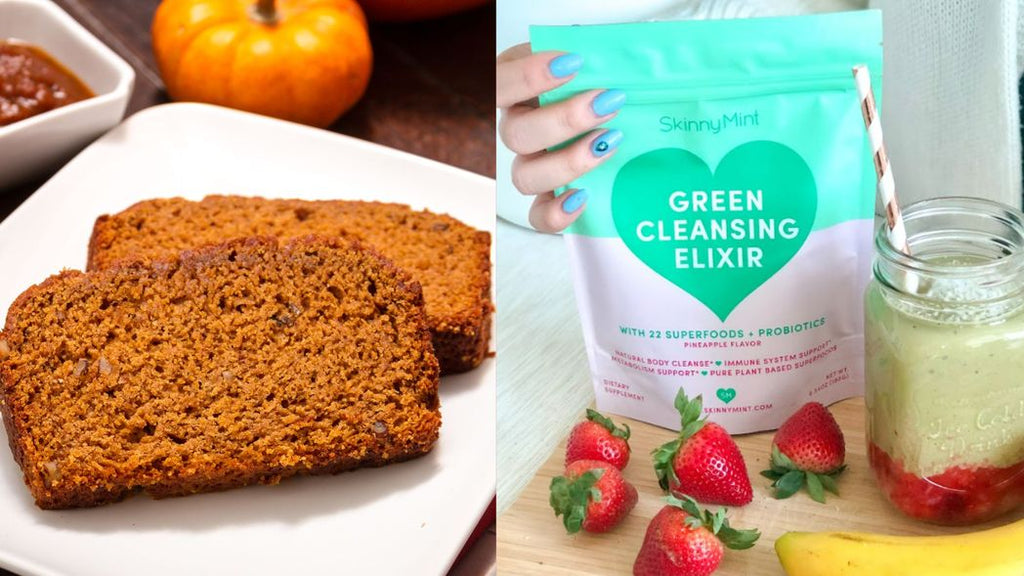 Pumpkin bread and Green Cleansing Elixir 