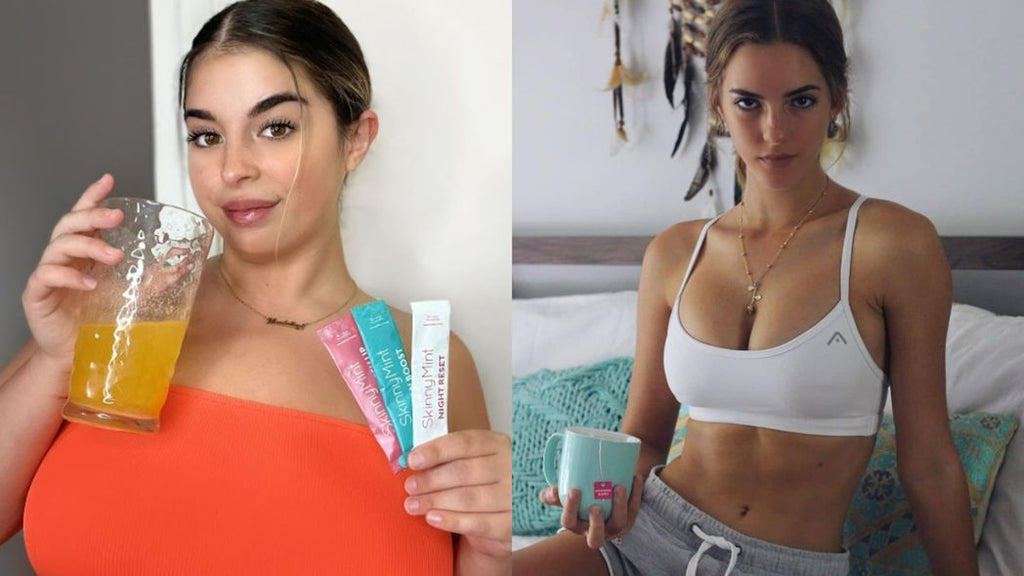 Women posing with Super Lean Shots and 28 Day Teatox 