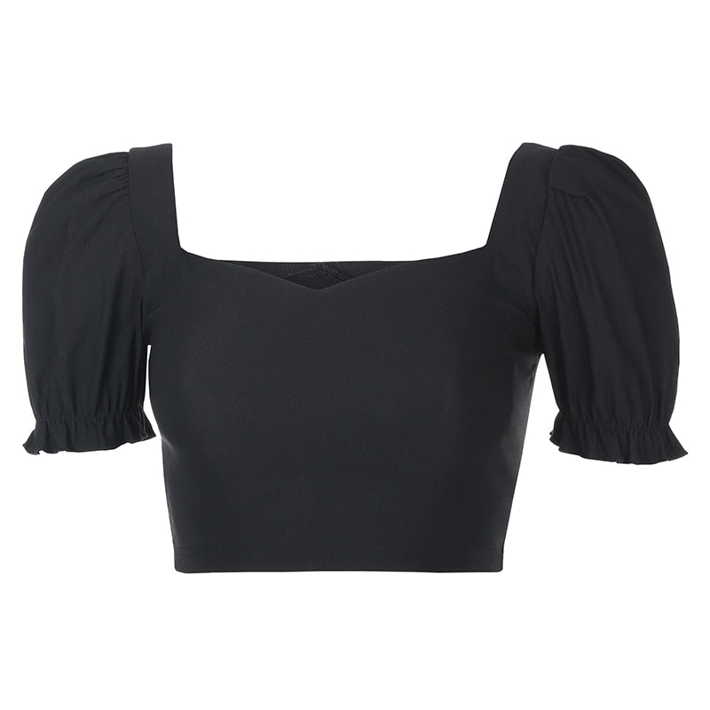 Gothic Vintage Puff Sleeve Cop Top 2022 - Shoptery