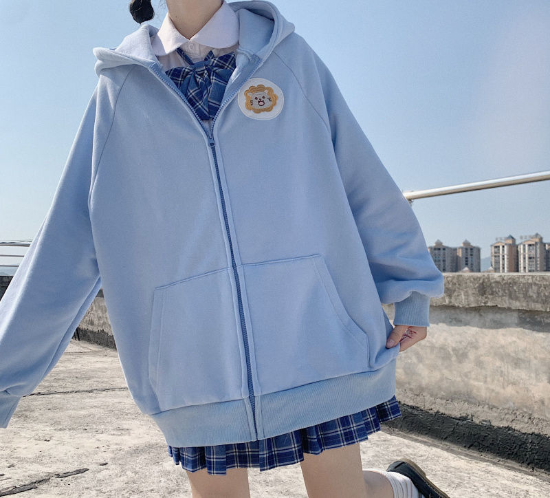 Kawaii Cartoon Embroidery Hoodie - Shoptery