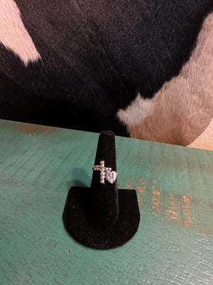 Sterling Silver Cross/Heart Ring - Stars and Studs Boutique