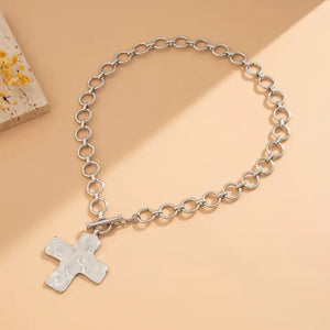 Hammered Cross Necklace - Stars and Studs Boutique