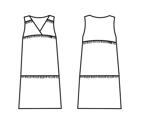 Schemazeichnung Schnittmuster Boho Kleid Maila