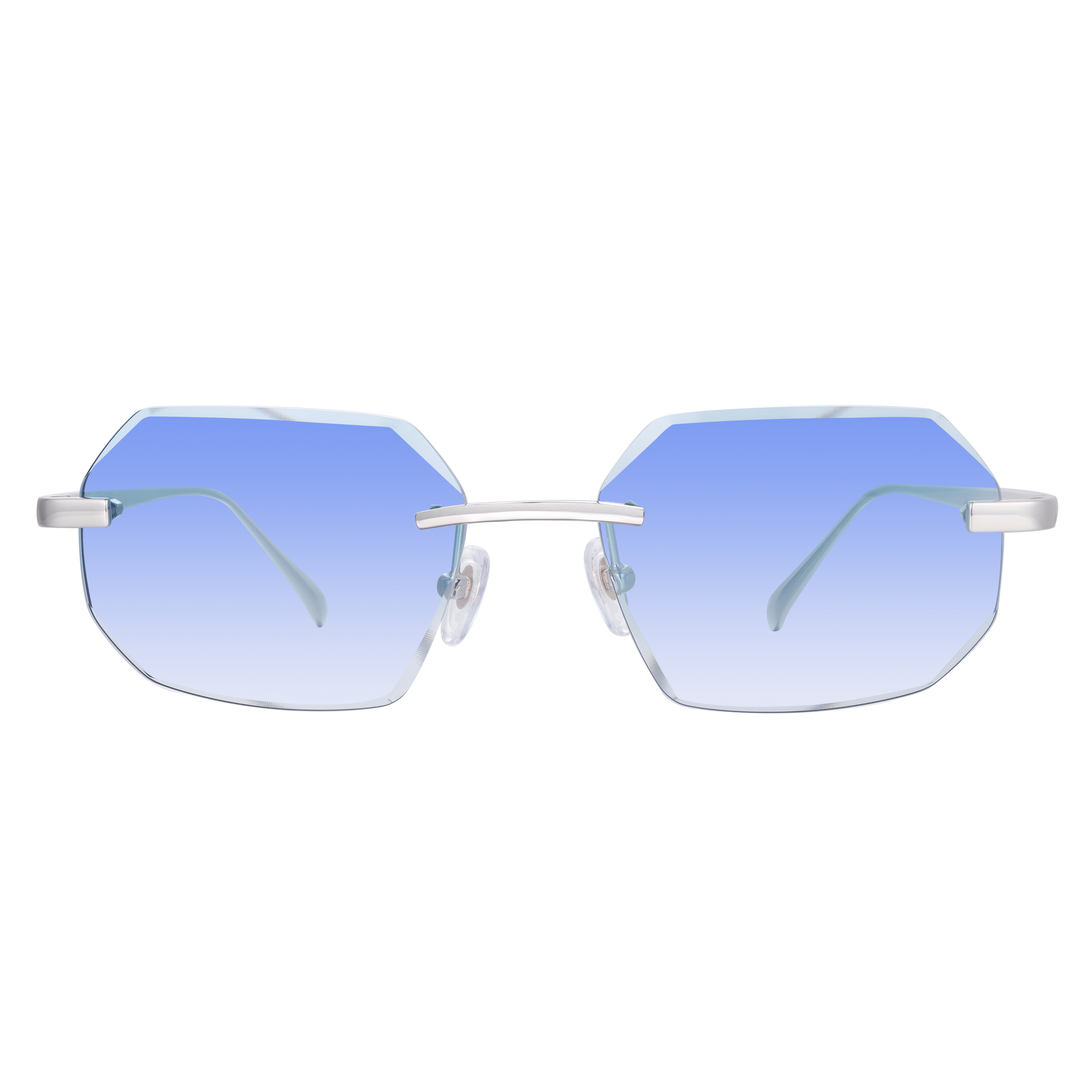ASTOS Women's Eyewear Silver Diamond Cut Glasses Sky Blue - Transparen