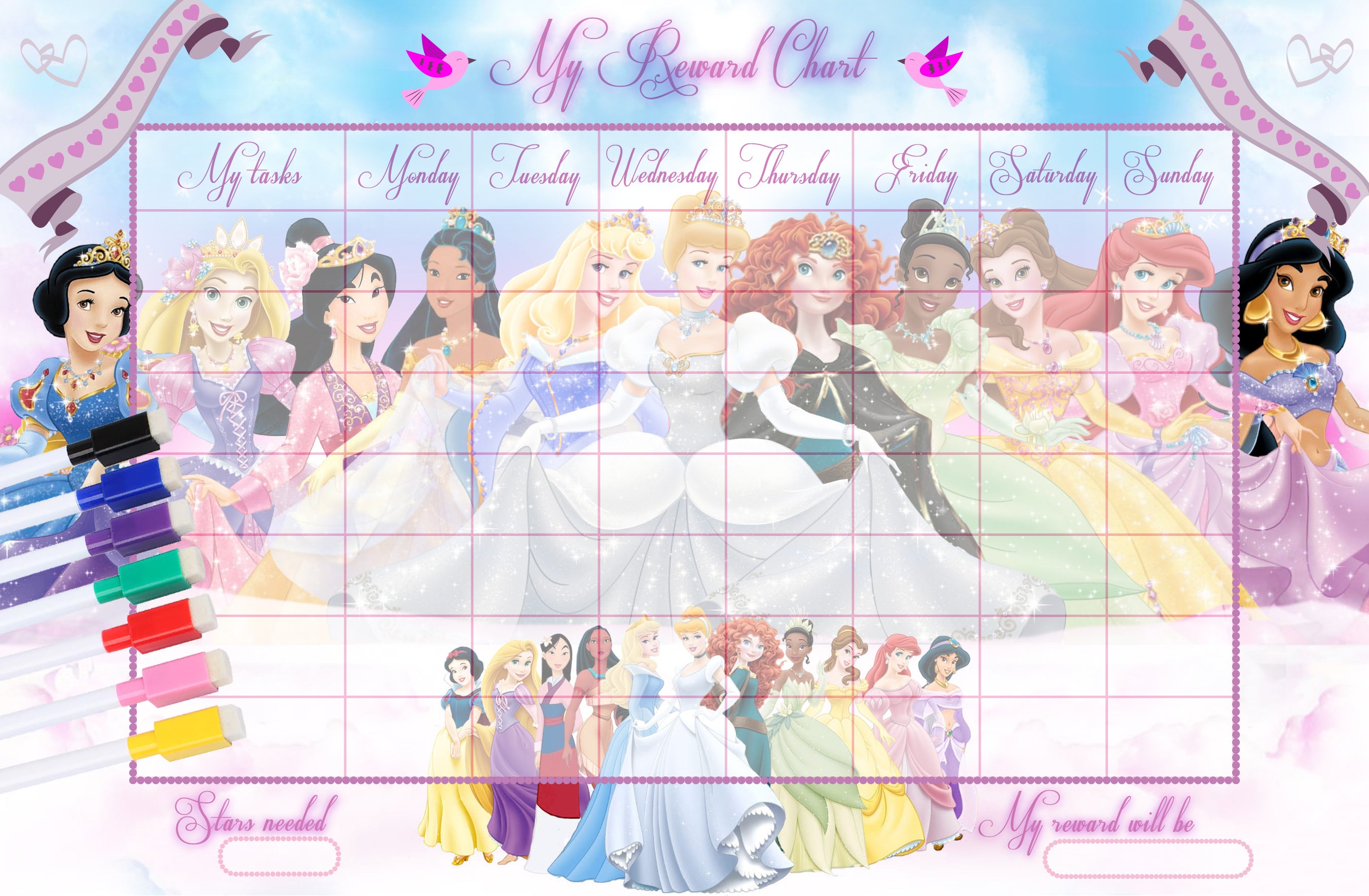 Group Of Disney Princesses On Reward Chart Free Printable