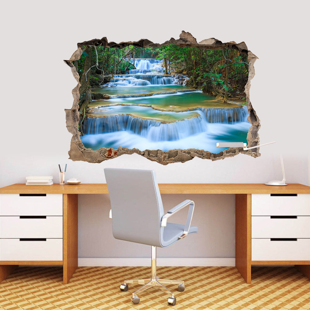 Waterfall Enchanted Forest Trees 3d Smashed Broken Decal Wall Sticker Decalz Co - roblox waterfall decal