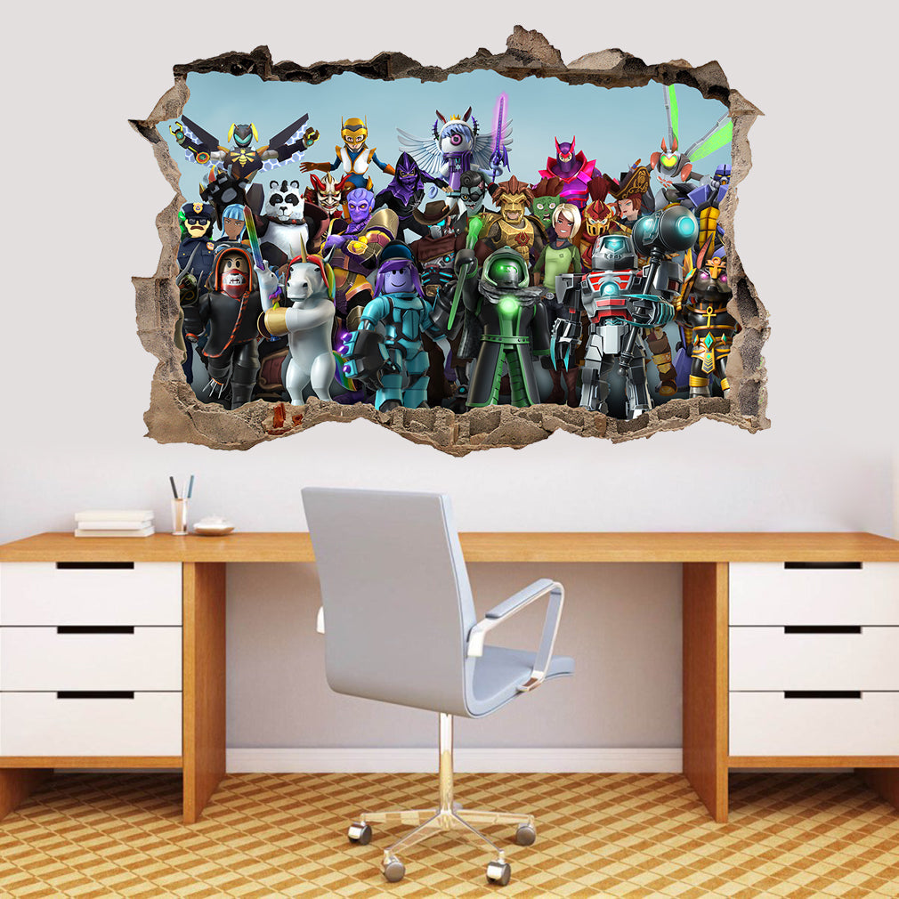 Roblox 3d Smashed Broken Decal Wall Sticker J1485 Decalz Co - mpd decal 3 roblox
