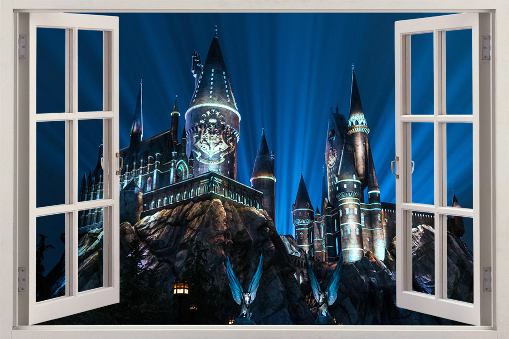 Harry Potter Poudlard Chateau 3d Fenetre Wall Sticker Decal J257 Decalz Co