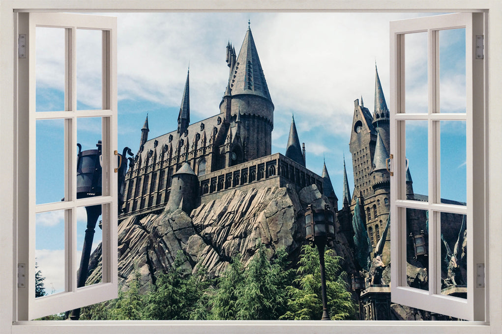 Harry Potter Poudlard Chateau 3d Window Wall Sticker Decalque J258 Decalz Co