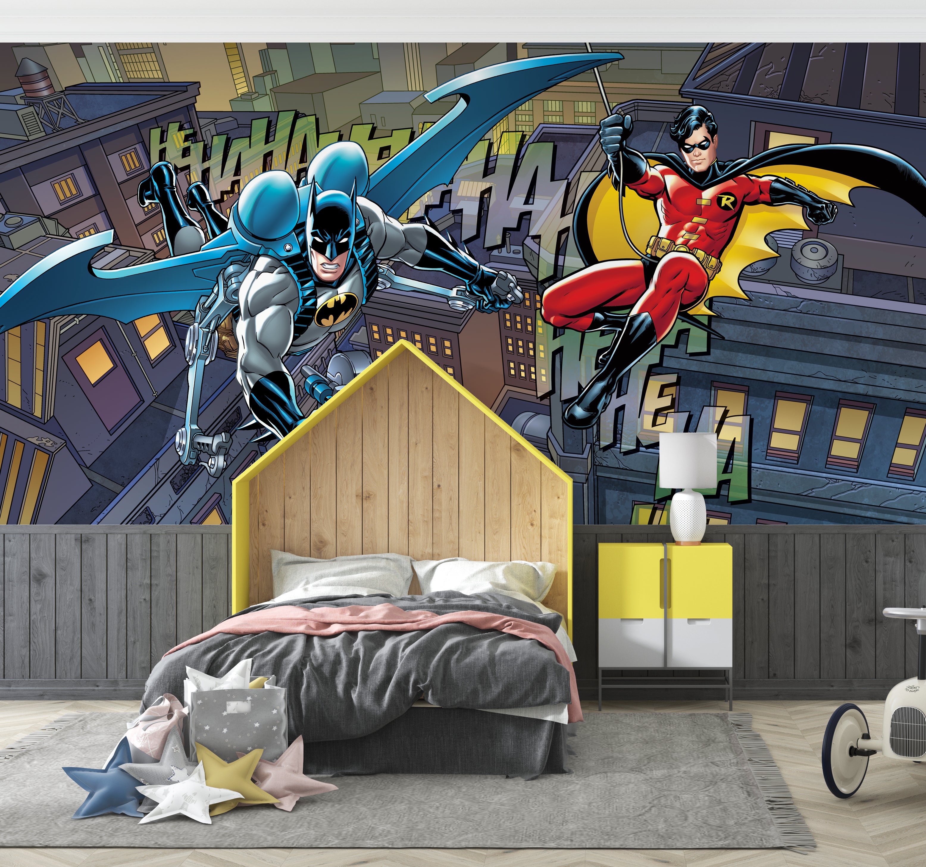 Batman And Robin Woven Self-Adhesive Removable Wallpaper Modern Mural -  