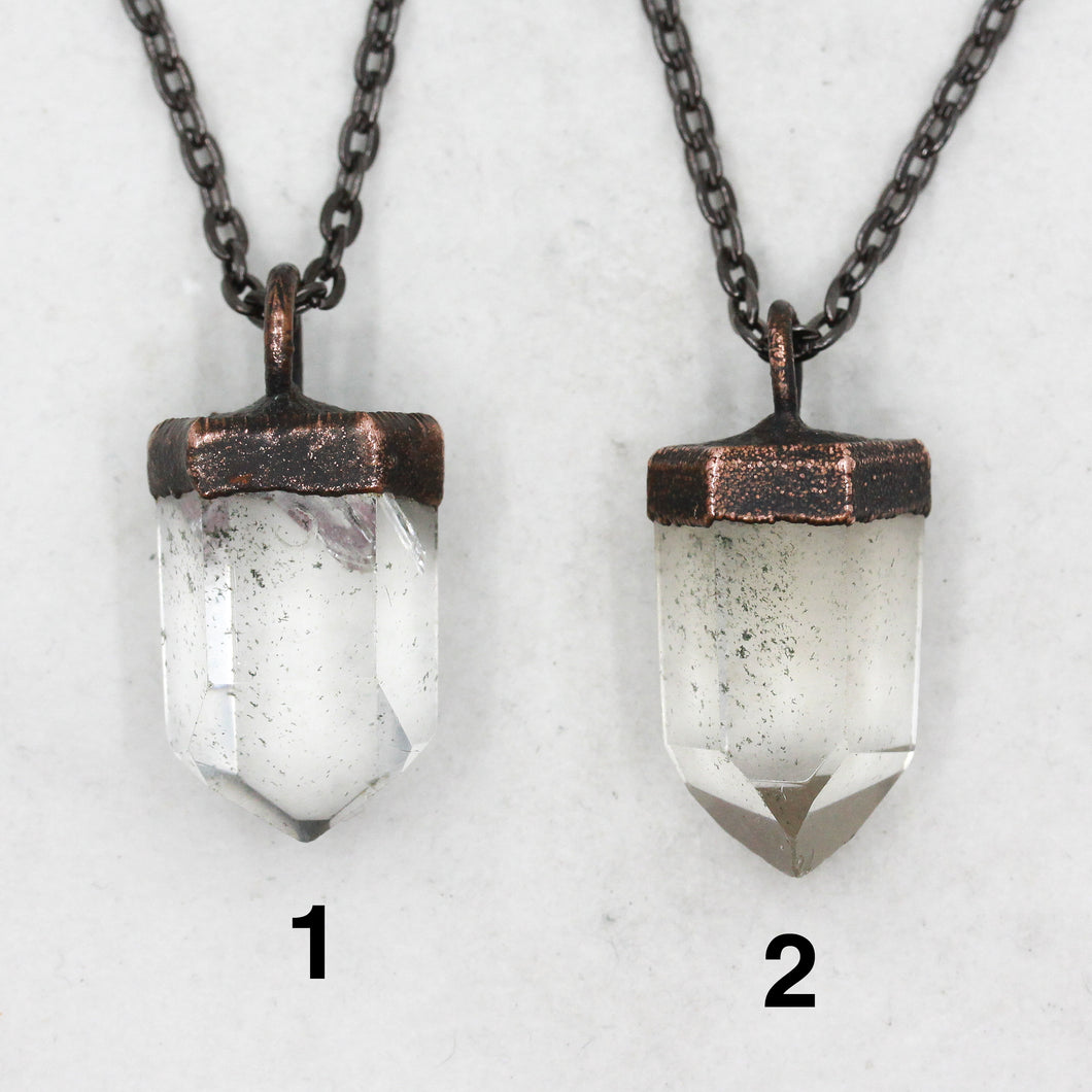 Simple Electroformed Inclusion Quartz Crystal Point Necklace