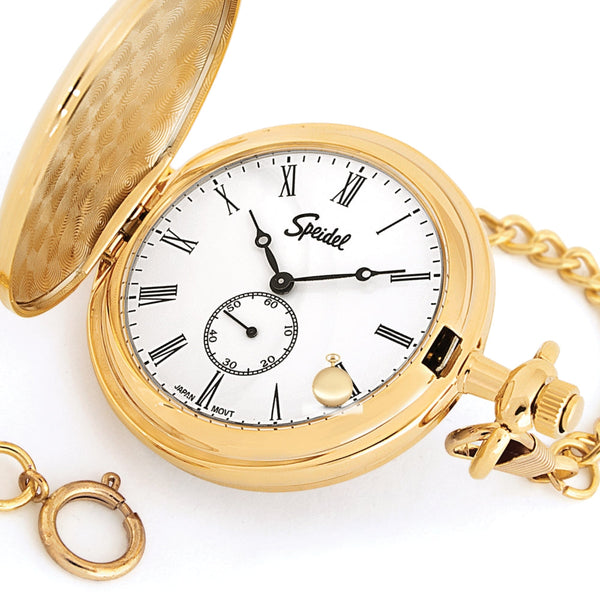 Classic Smooth Gold Tone Pocket Watch With 14