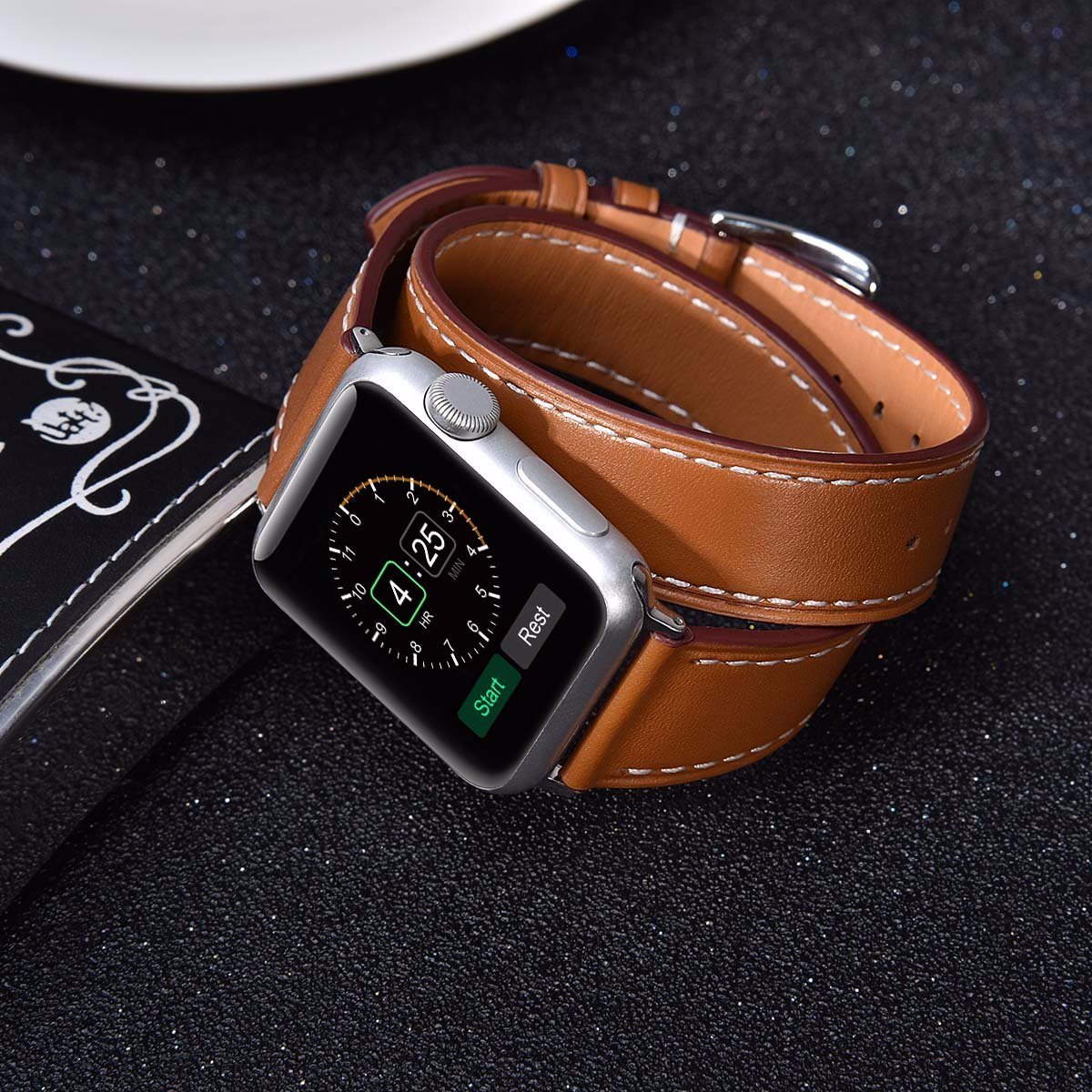leather double tour apple watch band