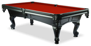 black and red pool table